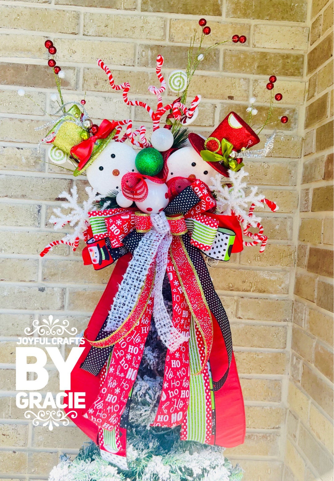 Snowman Tree Toppercolorful Snowman Tree Topperchristmas Etsy