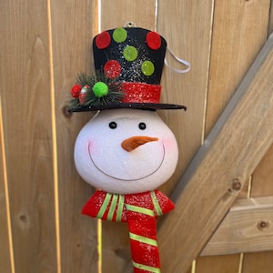 Candy Top Hat Snowman Ornament, ornament snowman, wreath supply, Christmas ornament, Christmas snowman, red black  snowman, Christmas wreath