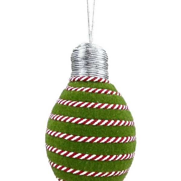 Fabric green lightbulb ornament