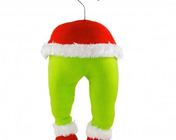 20” Deluxe Plush Christmas Monster Bottom Decoration, green monster, green monster bottom, Christmas decor, wreath supply, elf decor