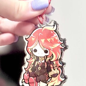 genshin mavuika kawaii charm keychain