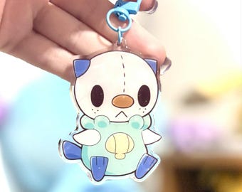 oshawott inspired keychain poke charm