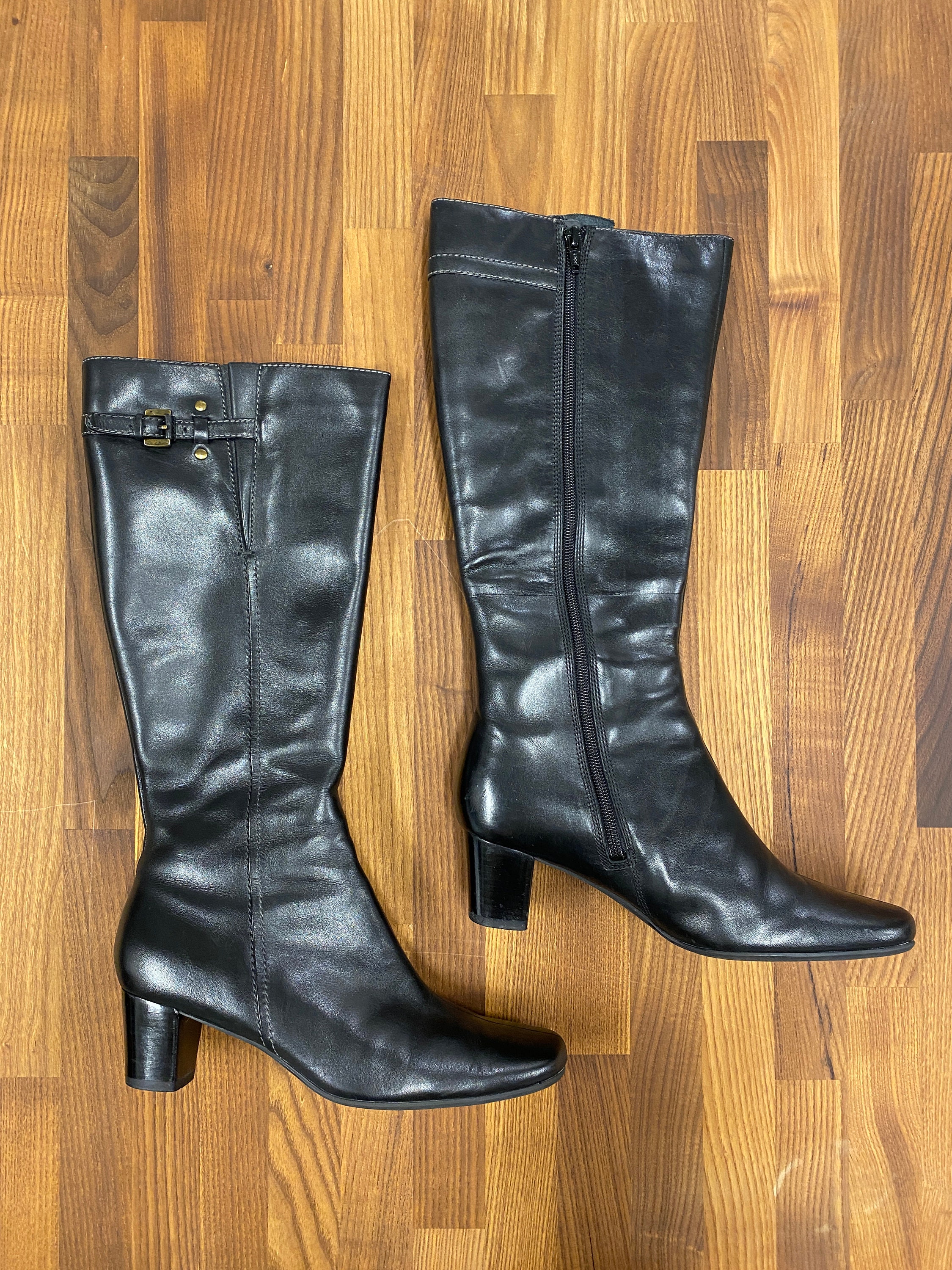 Black Knee High Boots Etsy