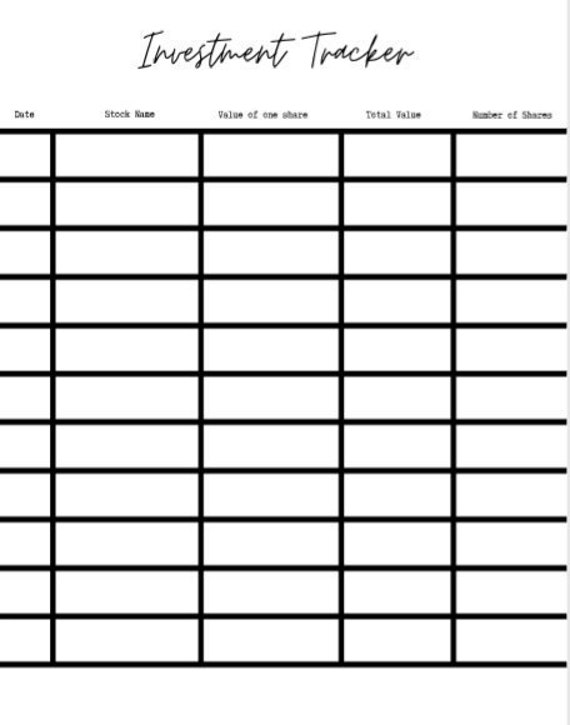 Investment Tracker Printable Stock Tracker PDF | Etsy