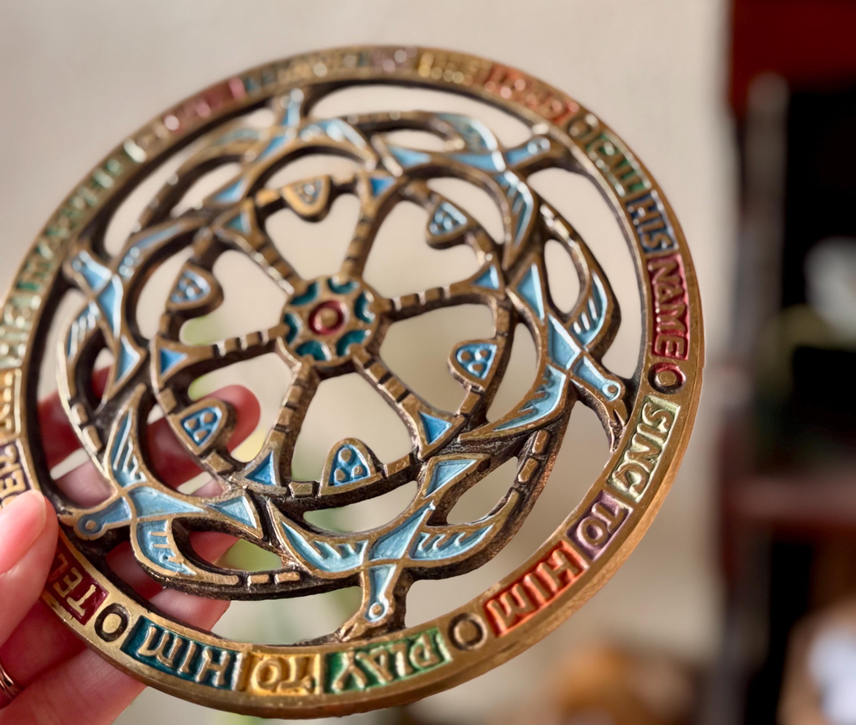 Vintage 60s Terra Sancta Guild Enamel Leather Belt OTB1506-CAMEL-  main image 3