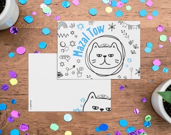 5x Postcards Mazal Tow, Grumpy Cat