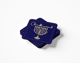 4 x Hanukkah beer coasters, double-sided