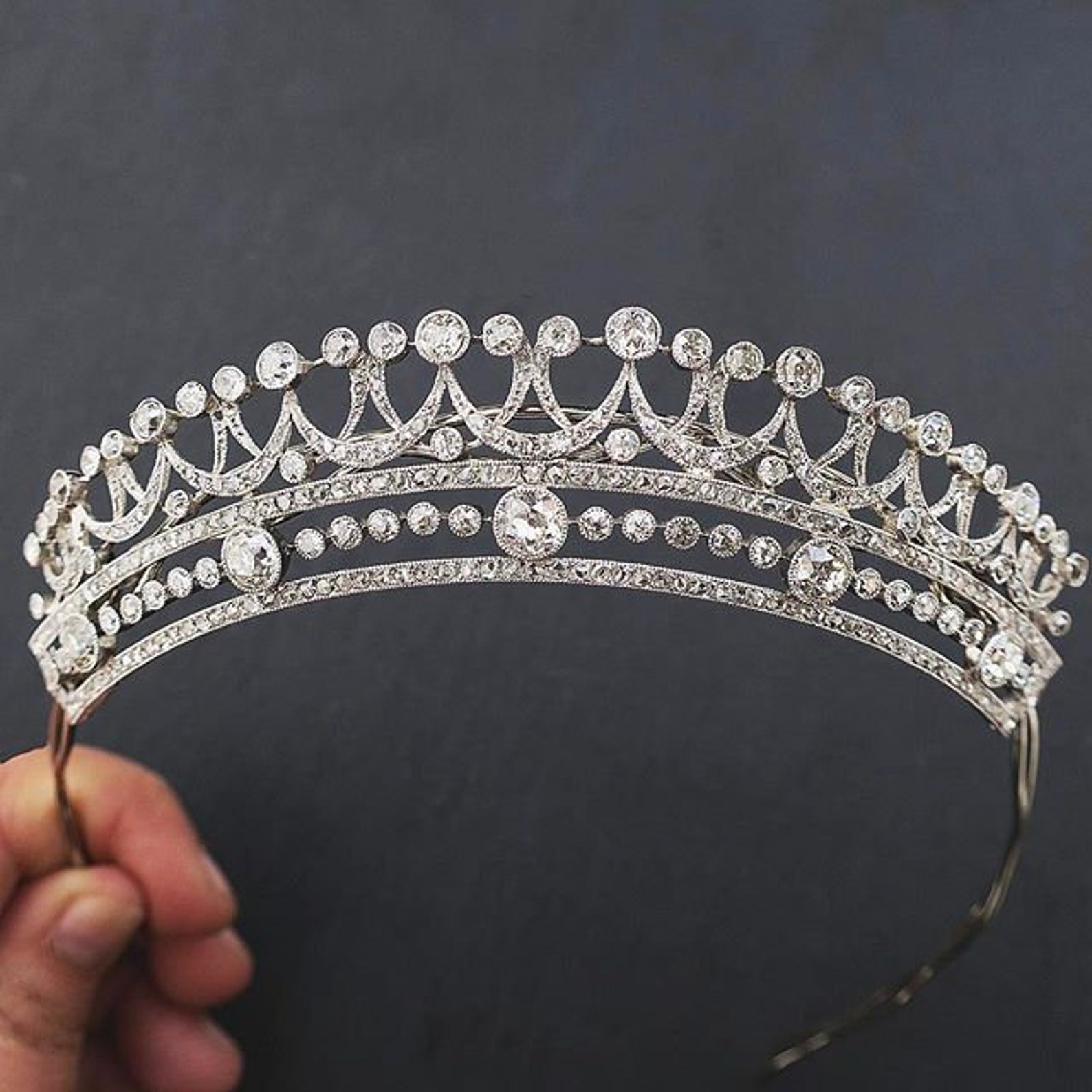 Antique Victorian Tiaras and Crown MOISSANITE Diamond 925 Sterling
