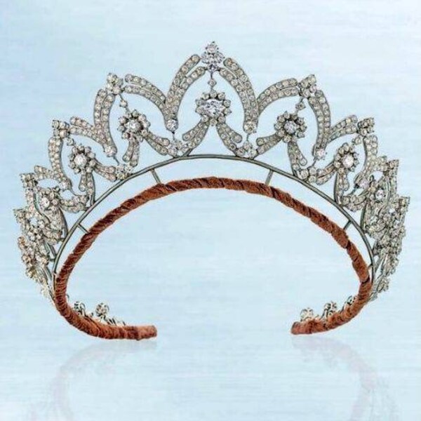 Antique Victorian Tiaras And Crown Rose cut Diamond 925 sterling silver Handmade item