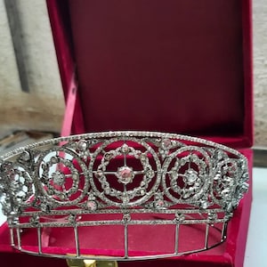 Antique Victorian Tiaras And Crown Rose cut diamond 925 sterling silver Crown .Handmade item.