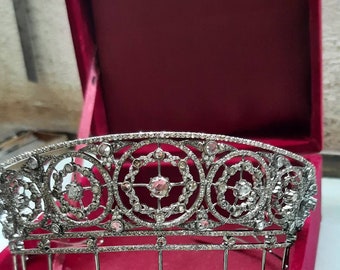 Antique Victorian Tiaras And Crown Rose cut diamond 925 sterling silver Crown .Handmade item.