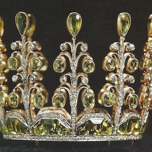 Antique Victorian Tiaras And Crown  American Diamond/Peridot 925 sterling silver Handmade item.