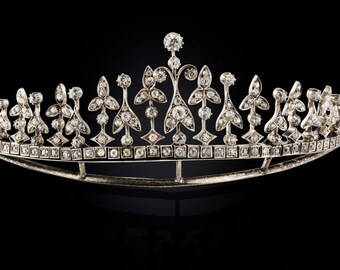 Victorian tiaras and Crown Rose cut Diamond 925 sterling silver Crown.