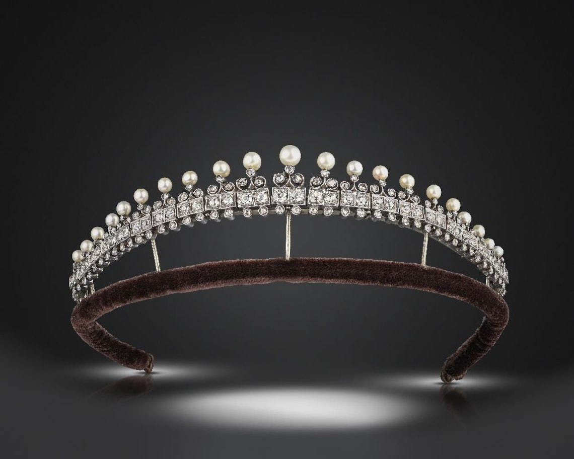 Antique Victorian Tiaras and Crown Rose Cut Diamond 925 Sterling Silver