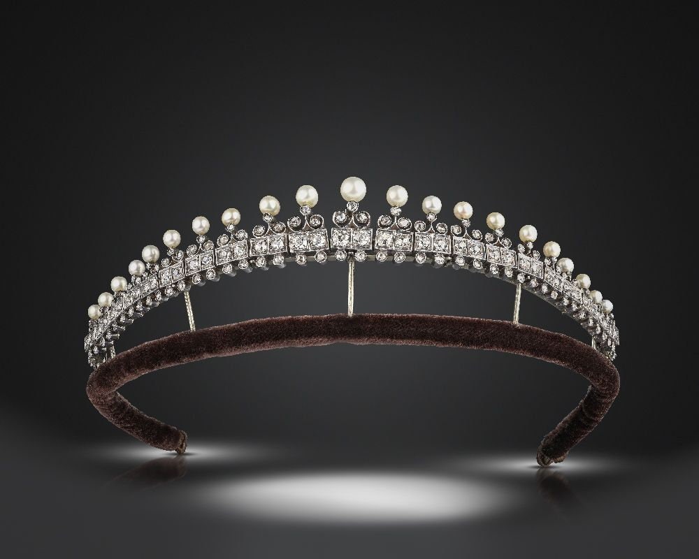 Antique Victorian Tiaras and Crown Rose Cut Diamond 925 Sterling Silver