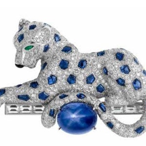 Antieke panterbroche Amerikaanse diamanten broche 925 sterlingzilver Handgemaakt item.