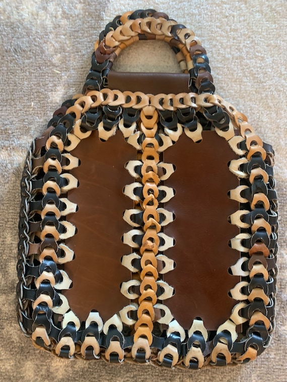 1970s Crochet Leather Hobo Bag