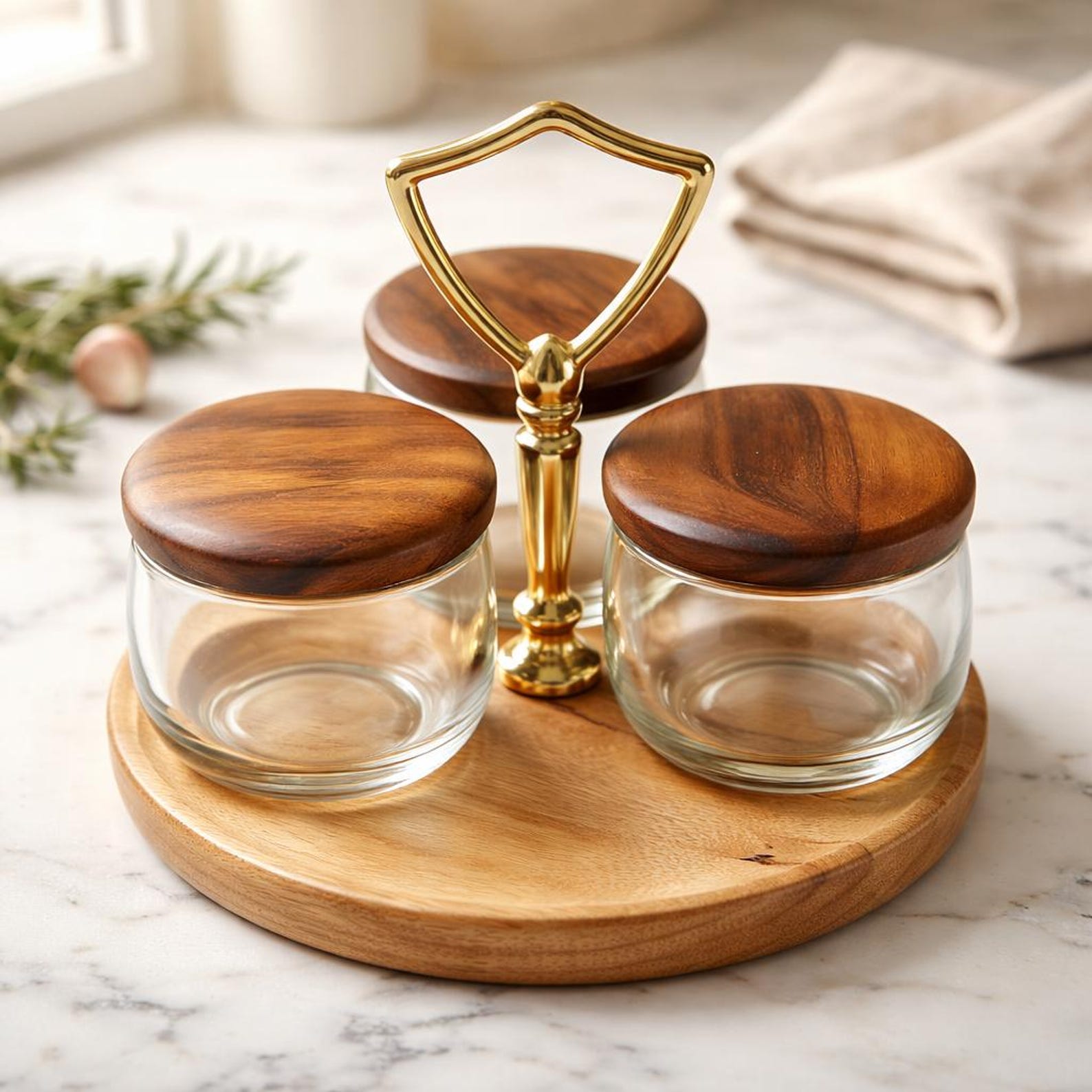 Myrtlewood Condiment Set