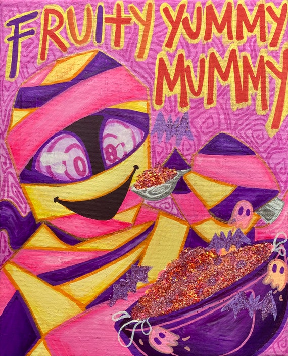 fruity yummy mummy cereal print.