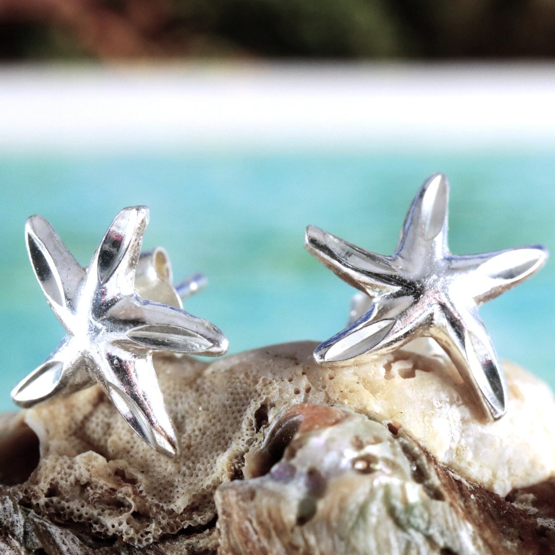 MATERIA 925 Silver Starfish Stud Earrings – Women's Jewelry Set