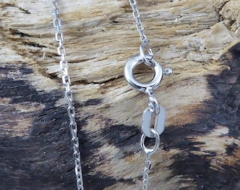 Sterling Silver Rhodium Plated lightweight thin cable chain .7 mm wide . Made in Italy