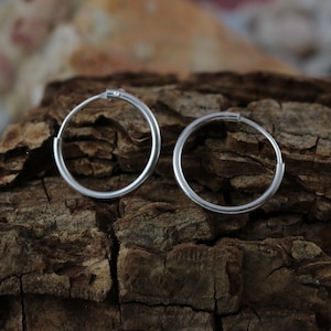 18 mm x 1.25 mm .925 Sterling Silver endless hoop earrings free, fast shipping high polished Classic style Lightweight Tubular