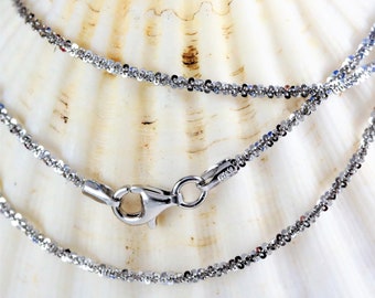Sterling Silber, Rhodium, überzogene Italienische, Margarita Halskette. 1,6 mm breit, Karabinerverschluss.