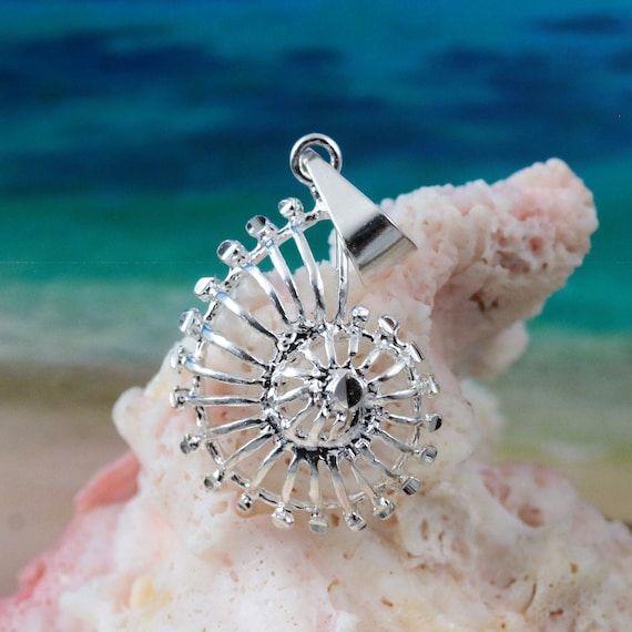 Pendentif Nautile En Argent Sterling 925 - Coquillage Simulé Bleu, Neuf étiqueté