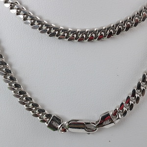 Silver Miami Cuban link chain 5 mm, 925 Sterling Rhodium Plated Heavy thick curb link, Lobster claw. free, fast shipping Made in Italy
