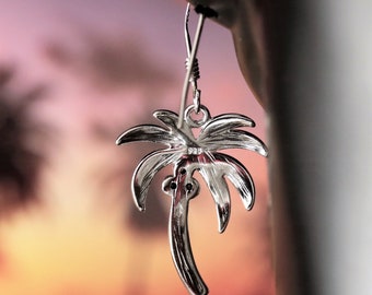 Orecchini A Forma Di Palma In Argento 925 Con Zirconia – Gioiello Tropicale Per Donna, Regalo Con Confezione