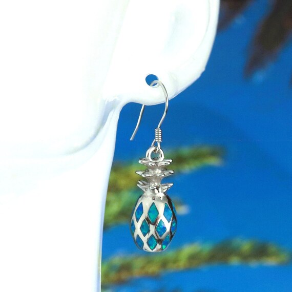 Silver Opal Pineapple Earrings 1 1 2 Long With Wire .925 Sterling Rhodium Plated 3D Dangles Gift for Her Fruit Jewelry Fast Free Shipping Etsy Canada