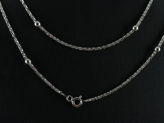 Layered Cross Necklace Rhodium on Sterling Silver Satellite Chain Bead Layered Cross Necklace Rhodium on Sterling Silver Satellite Chain Bead
