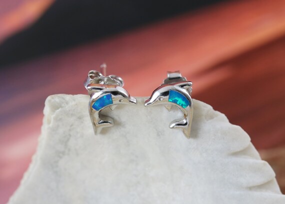 Synthetic Opal 3/4 Hoop Earrings Sterling Silver Oxidized Finish Synthetic Opal 3/4 Hoop Earrings Sterling Silver Oxidized Finish