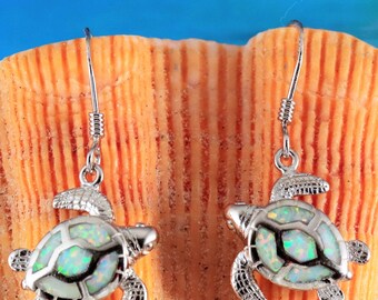 Silver Sea Turtle Earrings, 3/4