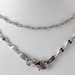Silver Marquise link necklace, .925 Sterling, Rhodium Plated, 2.5 mm Diamond shape flat link chain  made in Italy. fast free shipping