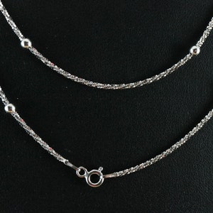 925 Margarita plus bead chain Sterling Silver Rhodium Plated 1.5mm 18&quot;, Made in Italy, fast free shipping necklace gift for her