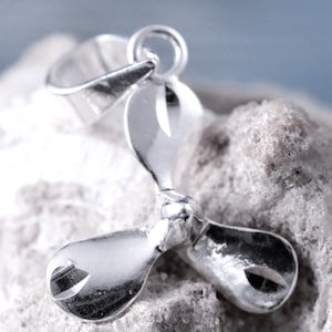 Silver propeller pendant, 5/8&quot; long + 1/4&quot; BAIL x 5/8&quot; wide .925 Sterling Diamond cut, boat prop charm gift for her, free fast shipping