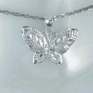 Sterling Silver Butterfly Pendant: Diamond Cut Filigree Charm
