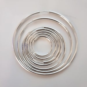 2 mm Silver endless Hoops. 7 sizes .925 Sterling Lightweight hollow endless hoop earring gift for her • free fast shipping
