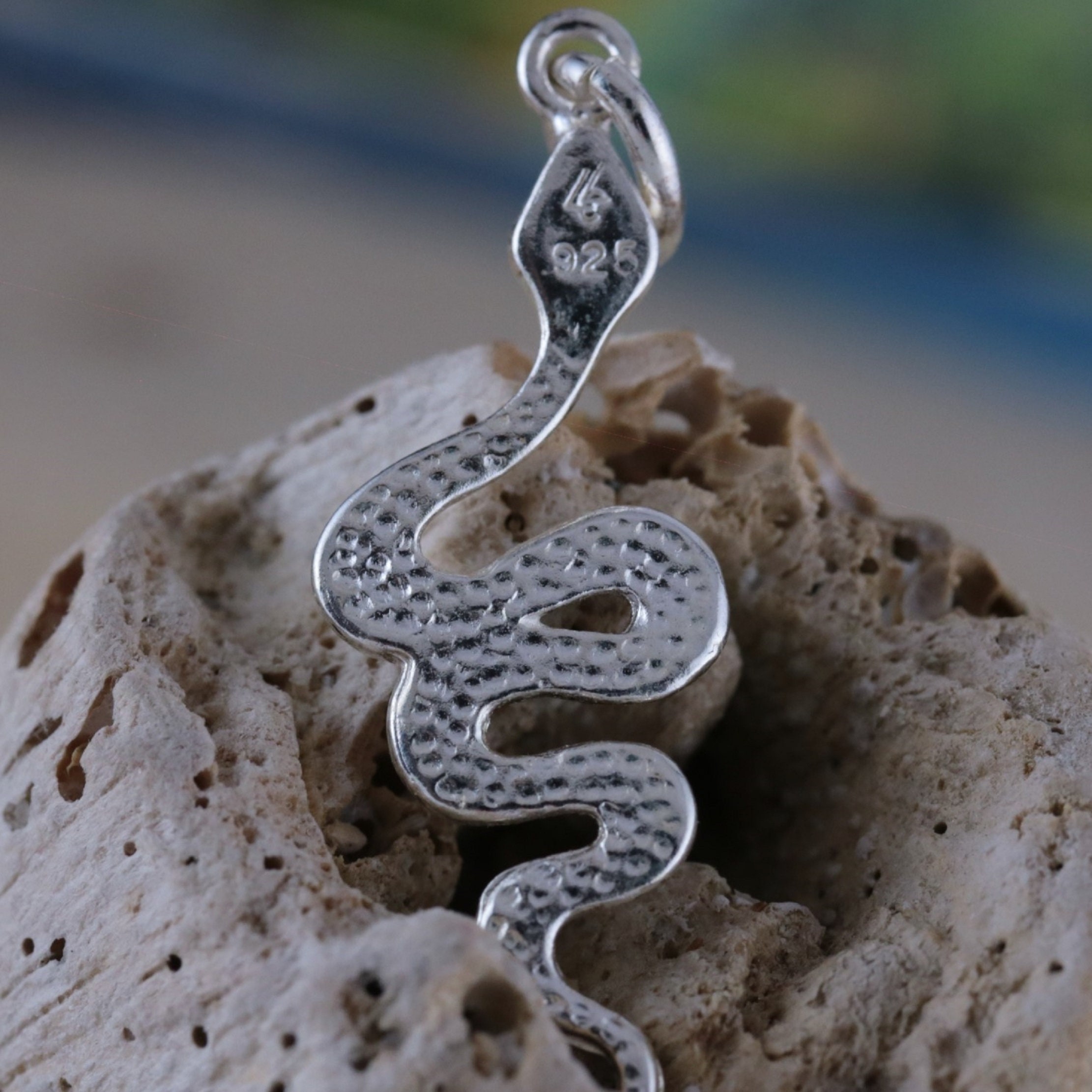 Real Sterling Silver snake charm with diamond cut details Etsy