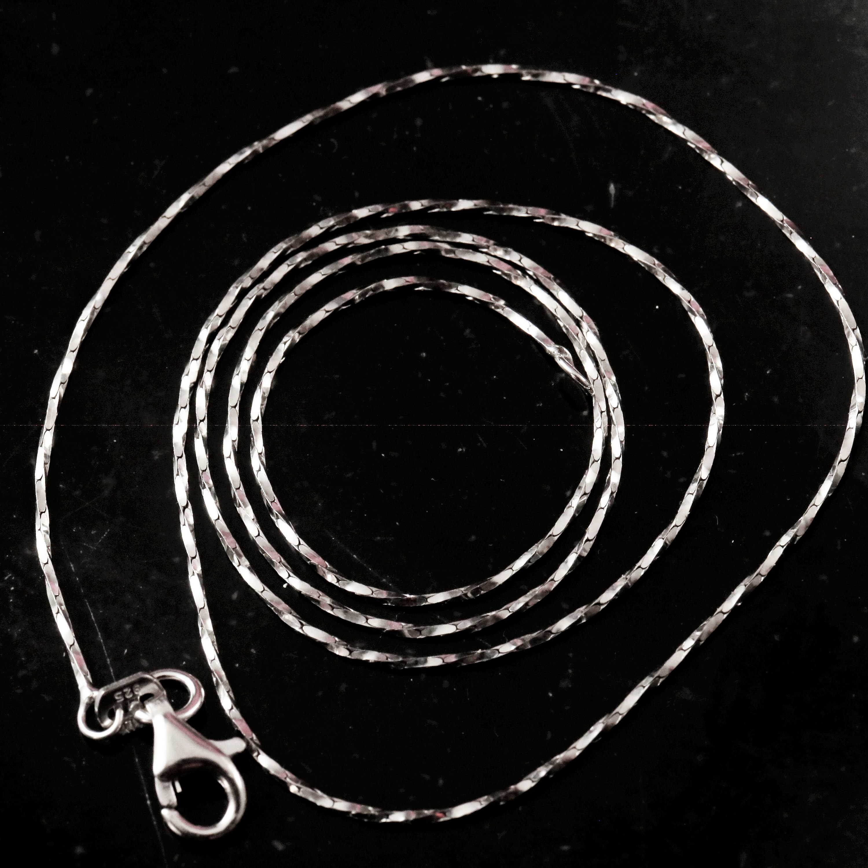 Silver Sparkle Chain .925 Sterling Twist Square Link Italian