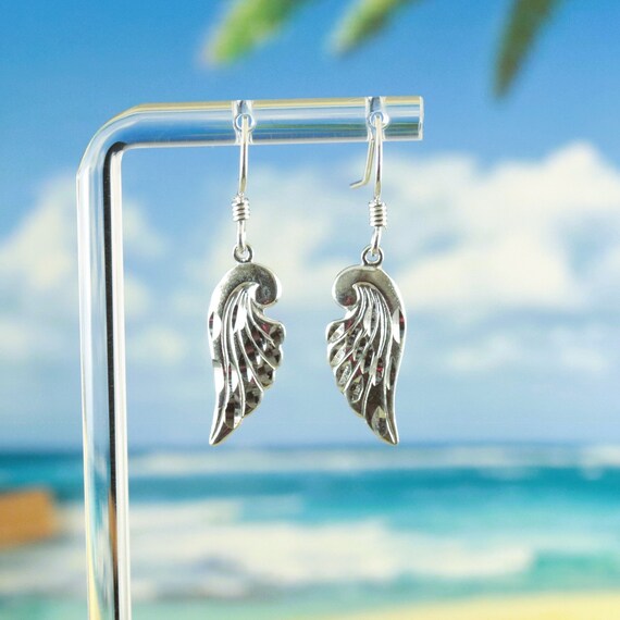 Eleganti orecchini in argento sterling con ali d'angelo, autentico marchio 925 - Italia