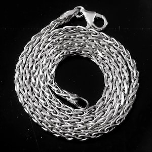 Sterling Silver Wheat chain (1.5mm) .925 Rhodium finish, Italian neck chains, fast & free shipping, lobster claw lock necklace gift for her