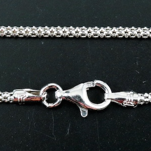 Sterling Silver  popcorn chain • 1.75 mm Rhodium Plated, Italian Silver necklace • fast & free shipping, Lobster lock. Silver Chains for her