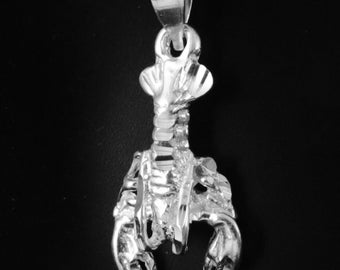 Silver lobster Pendant, 1 1/16" w/bail. Movable claws .925 Sterling Sea life jewelry Maine Lobster charm Fast Free Shipping