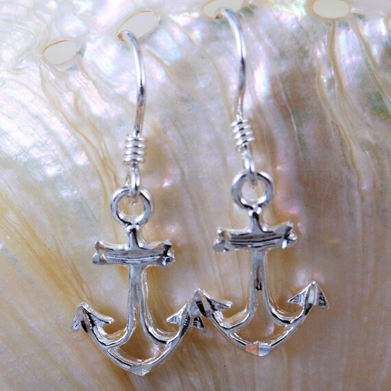 Anchor dangle earrings deals