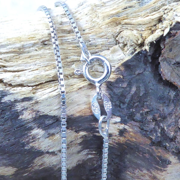 Silver box chain Rhodium Plated .925 Sterling .75 mm wide 16" 18" 20" 24",made in Italy, neck chains, fast & free shipping spring ring lock