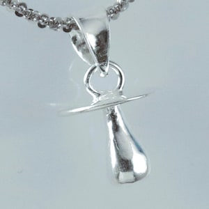 Silver pacifier charm, 1/2&quot; tall + 1/4&quot; bail .925 Sterling binky pendant. Fast free shipping, baby shower gift for mother.