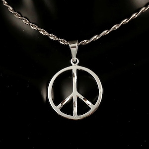 Sterling Silber Peace Zeichen Anhänger: Diamantschliff Satin Finish
