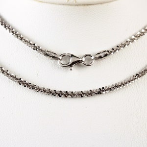 Silver Margarita chain 2 mm • .925 Sterling Diamond cut Rhodium Plated necklace with lobster claw lock. Made in Italy, fast & free shipping